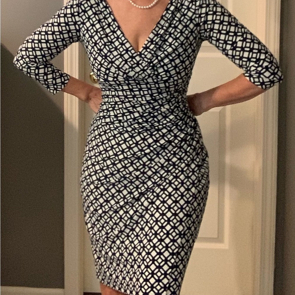 Ralph Lauren Elegant Black and White Geometric Dress